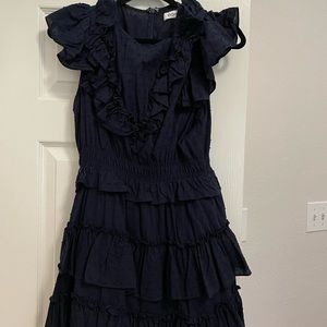 DO + BE dress with ruffles and Swiss dots